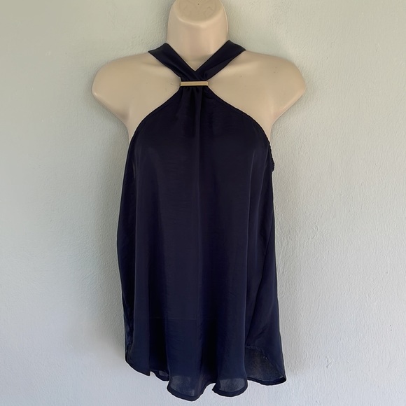 Charlotte Russe metallic blue satin blouse size XS - Picture 3 of 9